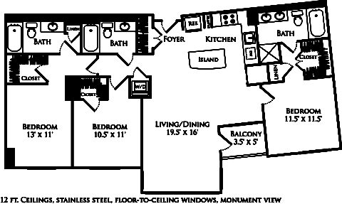 C3B floor plan with 3 beds, 3 baths and is 1377 square feet
