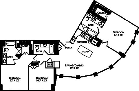 C3C floor plan with 3 beds, 3 baths and is 1601 square feet