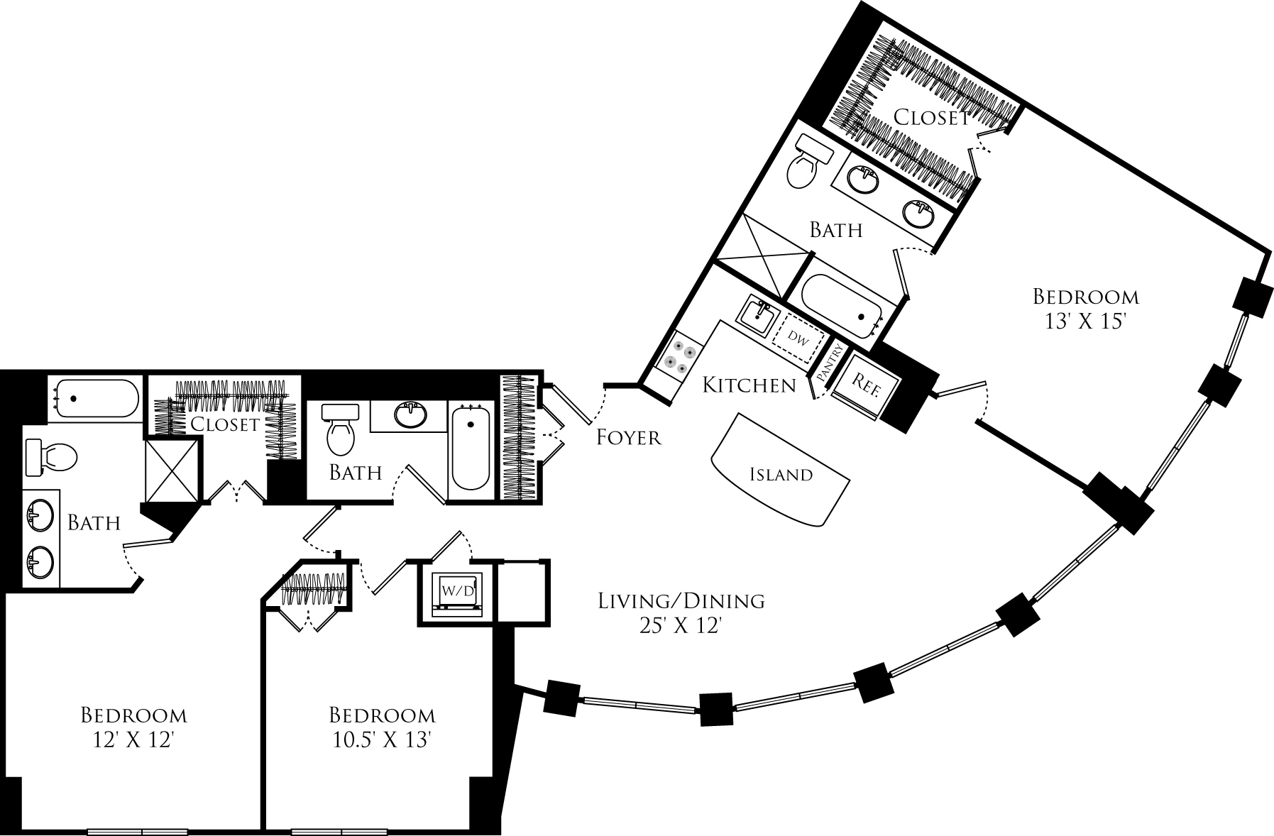 C3C floor plan with 3 beds, 3 baths and is 1601 square feet