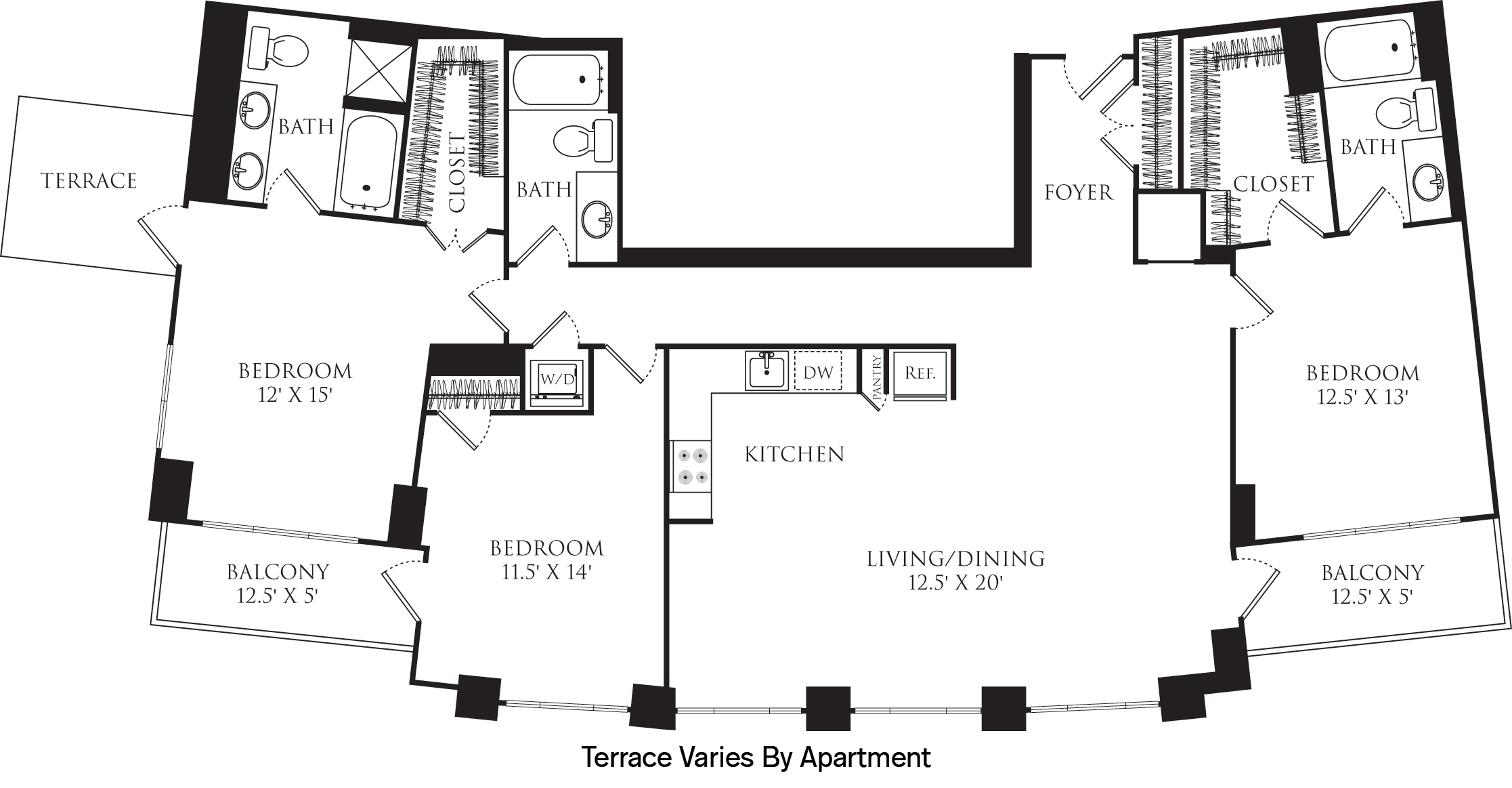 C3E floor plan with 3 beds, 3 baths and is 1635 square feet