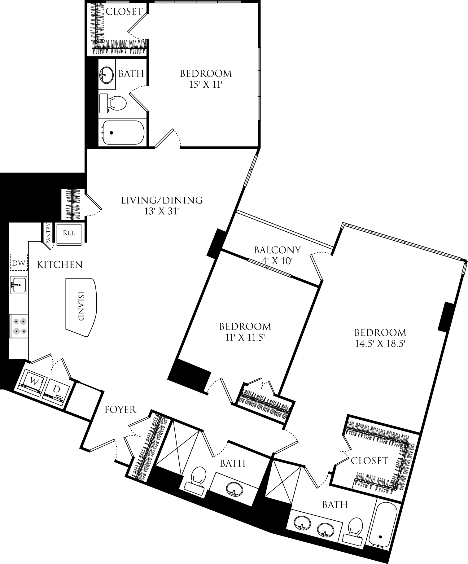 C3G floor plan with 3 beds, 3 baths and is 1641 square feet